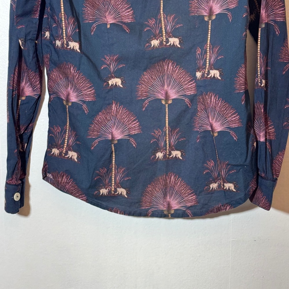 Desmond & Dempsey Size XS Ravenala Print Long Sleeve Pajama Top Organic Cotton - Picture 7 of 12